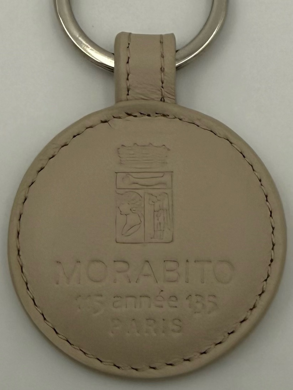 🐢MORABITO 1905 PARIS • Taupe Leather Keychain Bag Charm • Made in ITALY
